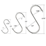 Explore 26 pack s hooks stainless steel s hanging hooks heavy duty s hanger hooks x large 4 8 large 3 5 small 2 5 metal kitchen pot rack hooks closet hooks for hanging pot pan cups plants bags jeans