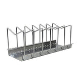 Storage zoomy far 304 stainless steel pot lid rack pan cutting board holder organizer for kitchen 6 compartments with drain tray