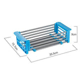 New yan junau kitchen racks stainless steel retractable sink drain rack dish rack kitchen supplies color blue