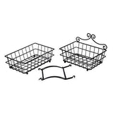 Selection linkfu 2 tier fruit bread basket removable screwless metal storage basket rack for snack bread fruit vegetables counter table kitchen and home black