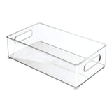 Kitchen mdesign large stackable kitchen storage organizer bin with pull front handle for refrigerators freezers cabinets pantries bpa free food safe deep rectangle tray basket 6 pack clear