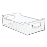 The best mdesign wide stackable plastic kitchen pantry cabinet refrigerator or freezer food storage bin with handles organizer for fruit yogurt snacks pasta bpa free 14 5 long 4 pack clear