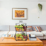 Save linkfu 2 tier fruit bread basket removable screwless metal storage basket rack for snack bread fruit vegetables counter table kitchen and home black