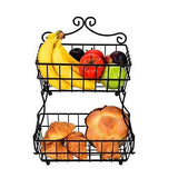 Results linkfu 2 tier fruit bread basket removable screwless metal storage basket rack for snack bread fruit vegetables counter table kitchen and home black