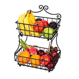 Save on linkfu 2 tier fruit bread basket removable screwless metal storage basket rack for snack bread fruit vegetables counter table kitchen and home black