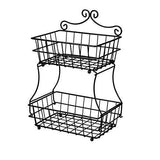 Related linkfu 2 tier fruit bread basket removable screwless metal storage basket rack for snack bread fruit vegetables counter table kitchen and home black