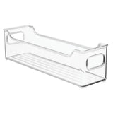 Home mdesign slim stackable plastic kitchen pantry cabinet refrigerator or freezer food storage bin with handles organizer for fruit yogurt snacks pasta bpa free 14 5 long 4 pack clear