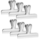 Buy 6 pack stainless steel chip bag clips 4 7 inch width danzix big durable paper seal grip for coffee food bread bags kitchen home office usage sliver