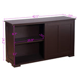 Kitchen waterjoy kitchen storage sideboard stackable buffet storage cabinet with sliding door panels for home kitchen antique brown