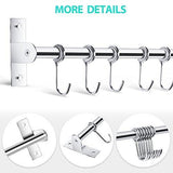 Cheap lesfit utensil rack kitchen wall mounted stainless steel rack rail for hanging knives pot and pan with 8 removable hooks 20 inches
