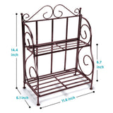 Amazon spice rack ispecle 2 tier foldable shelf rack kitchen bathroom countertop 2 tier standing storage organizer spice jars bottle shelf holder rack classic bronze coating