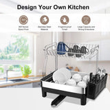 Top kedsum rust proof stainless dish rack 2 tier detachable dish drying rack with removable utensil holder dish drainer with 360 degrees adjustable swivel spout for kitchen counter