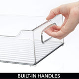 Shop mdesign wide stackable plastic kitchen pantry cabinet refrigerator or freezer food storage bin with handles organizer for fruit yogurt snacks pasta bpa free 14 5 long 4 pack clear