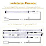 Buy now sunwow motion sensor led under cabinet lighting kit 4pcs extendable under counter led light bar for gun box locker closet shelf reception desk kitchen show case lighting white