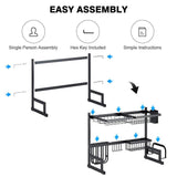Select nice langria dish drying rack over sink stainless steel drainer shelf professional 2 tier utensils holder display stand for kitchen counter organization fully customizable 25 6 inches width black