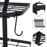 Organize with geekdigg 29 5 inch wall mounted pot rack storage shelf with 2 tier 10 hooks included kitchen pot racks hanging storage organizer black