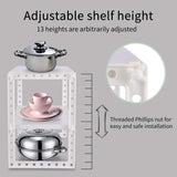 Get kelixu under sink organizer under cabinet storage 2 tier adjustable kitchen sink organizer with stainless steel pipes and 10 removable panels multifunctional storage rack for kitchen white