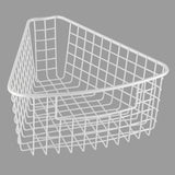 Exclusive mdesign farmhouse metal kitchen cabinet lazy susan storage organizer basket with front handle small pie shaped 1 8 wedge 4 2 deep container 4 pack matte white