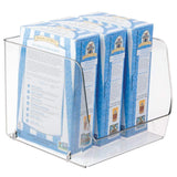 Home mdesign large household stackable plastic food storage organizer bin basket with wide open front for kitchen cabinets pantry offices closets bedrooms bathrooms cube 7 75 wide 4 pack clear