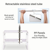 Explore kelixu under sink organizer under cabinet storage 2 tier adjustable kitchen sink organizer with stainless steel pipes and 10 removable panels multifunctional storage rack for kitchen white