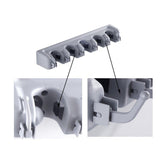 Buy shsycer mop and broom holder wall mounted garden storage rack 5 position with 6 hooks garage holds up to 11 tools for garage garden kitchen laundry offices