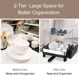 Top rated kedsum rust proof stainless dish rack 2 tier detachable dish drying rack with removable utensil holder dish drainer with 360 degrees adjustable swivel spout for kitchen counter