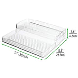 Exclusive mdesign plastic kitchen canned food storage organizer shelves holder for cabinet countertop pantry holds beans sauces tomato paste vegetables soups 2 levels 12 w 2 pack clear