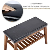 Explore nnewvante shoe bench free standing organizing rack faux leather shoe storage racks bamboo seat for closet bedroom kitchen entry 25 6in