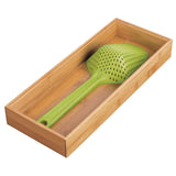 Kitchen mdesign bamboo kitchen cabinet drawer organizer stackable tray bin eco friendly multipurpose use in drawers on countertops shelves or in pantry 15 long 6 pack natural wood finish