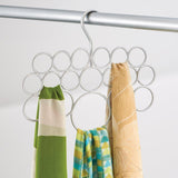 InterDesign Axis Scarf Hanger, No Snag Storage for Scarves, Ties, Belts, Shawls, Pashminas, Accessories - 18 Loops, Pearl Silver