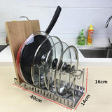 On amazon adjustable lid holder wisfruit expandable lid rack kitchen cookware drain rack pan pot lid plate organizer racks total 8 adjustable compartments stores 7 lids 7 dividers