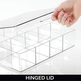 Best mdesign tea storage organizer box 8 divided sections easy view hinged lid use in kitchen pantry and cabinets holder for tea bags packets small items and accessories bpa free 2 pack clear
