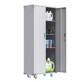 Amazon bonnlo 74 tall steel storage cabinet rolling metal storage locker with adjustable shelves and door for garage office kitchen laundry room