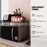 Shop here gemitto microwave oven rack expandable carbon steel microwave shelf kitchen counter shelf 2 tiers with 3 hooks 55lbs weight capacity 40 60x36x42cm 15 8 23 6x14 2x16 5 black