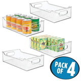 Storage organizer mdesign wide stackable plastic kitchen pantry cabinet refrigerator or freezer food storage bin with handles organizer for fruit yogurt snacks pasta bpa free 14 5 long 4 pack clear