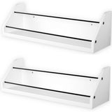 The best kitchen white wall shelf with black metal section railing great for spice dressing jar display organizer storage rack each shelf is 24 inch