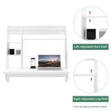 Organize with wlive wall mounted desk with storage shelves computer table for home office stable and durable floating kitchen dining desk white