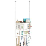 InterDesign Classico Hanging Fashion Jewelry Organizer for Rings, Earrings, Bracelets, Necklaces - Over Door, Satin