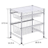 Explore rackaphile stackable 2 tier sliding basket organizer drawer under sink cabinet with adjustable leveling feet rack shelf for bathroom kitchen closet office desktop silver