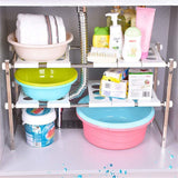 Budget friendly stainless steel adjustable scalable kitchen bathroom lower sink shelf storage organizer protector shelf interior