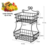 Shop linkfu 2 tier fruit bread basket removable screwless metal storage basket rack for snack bread fruit vegetables counter table kitchen and home black