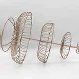 Top 3 tier metal wire fruit vegetable basket tower decorative fruit basket countertop stand kitchen counter produce organizer with top handle bronze pink