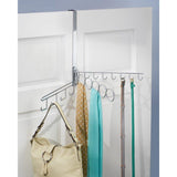 InterDesign Alta Over Door or Wall Mount Swinging Closet Organizer for Scarves, Ties, Belts, Handbags, Fashion Jewelry - Chrome