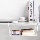 Exclusive homeideas 4 pack under shelf basket white wire rack slides under shelves storage basket for kitchen pantry cabinet