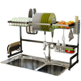 Top stainless steel black dish drying rack over kitchen sink dishes and utensils draining shelf kitchen storage countertop organizer utensils holder kitchen space saver for sink 32 5inch