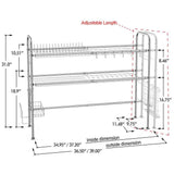 Amazon best nex 2 tier stainless steel drying dish rack non slip length adjustable kitchen cabinets with chopstick holder double groove