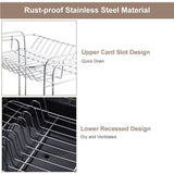 Amazon kedsum rust proof stainless dish rack 2 tier detachable dish drying rack with removable utensil holder dish drainer with 360 degrees adjustable swivel spout for kitchen counter
