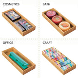 New mdesign bamboo kitchen cabinet drawer organizer stackable tray bin eco friendly multipurpose use in drawers on countertops shelves or in pantry 15 long 6 pack natural wood finish