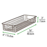 Buy now mdesign household wire drawer organizer tray storage organizer bin basket built in handles for kitchen cabinets drawers pantry closet bedroom bathroom 16 x 6 x 3 8 pack bronze