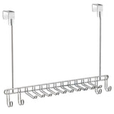 mDesign Metal Over Door Hanging Closet Storage Organizer Rack for Men's and Women's Ties, Belts, Slim Scarves, Accessories, Jewelry - 4 Hooks and 10 Vertical Arms on Each - 2 Pack - Chrome